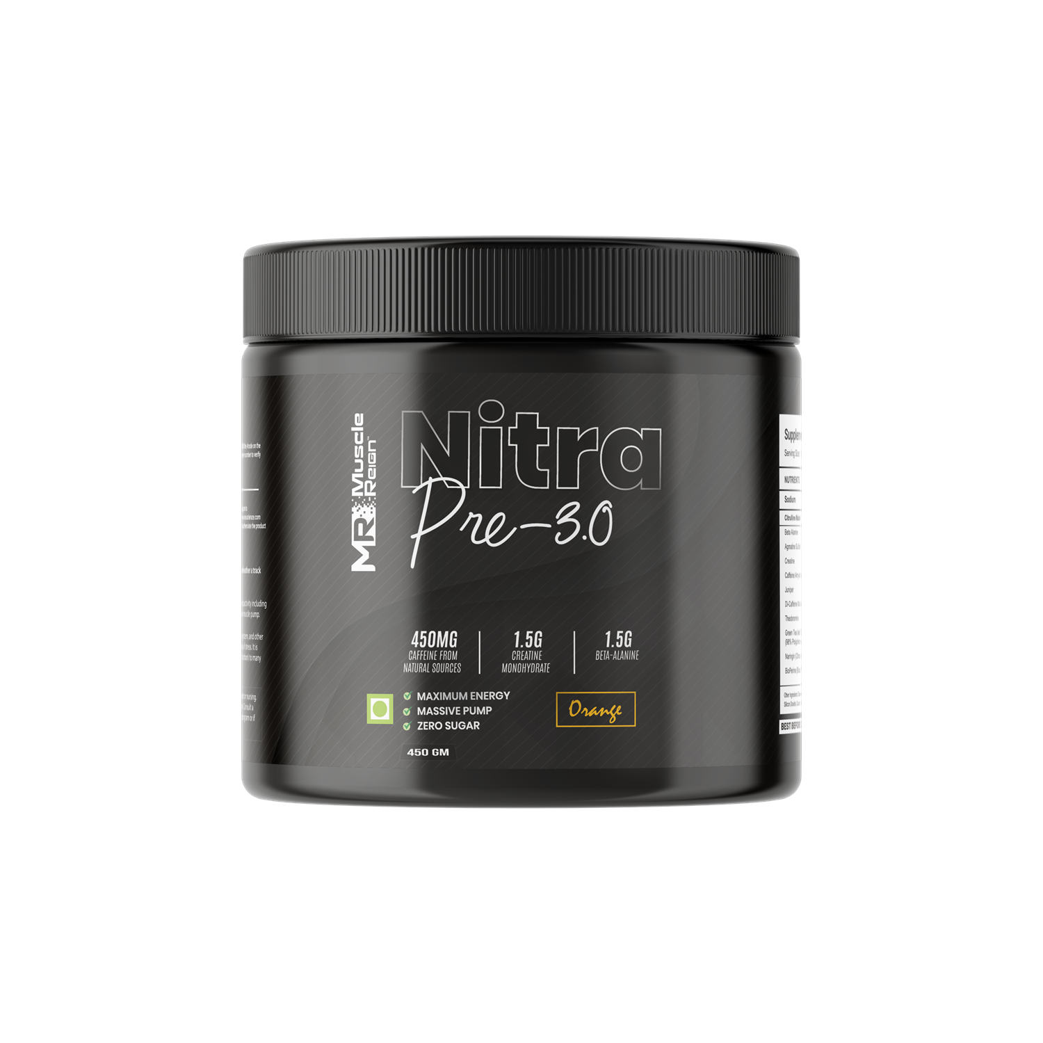 Muscle Reign Nitra Pre 3.0 pre workout in orange flavour for maximum energy and focus